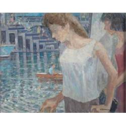 Frank Runacres (1904-1974) oil on board, Richmond lock, signed, 20 x 25 ins....