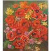 Image 1 : Denby Sweetley (20th C.) near pair of oils on wooden panels, Birds amongst poppies, sunflowers an...