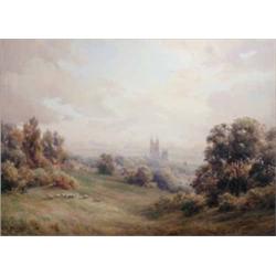 Joseph A. Powell (fl.1901-14) watercolour, Lincoln from the North East, signed, 21 x 29 ins....