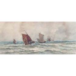 Circle of Thomas Bush Hardy (1842-1897) watercolour, Shipping off the Coast, bears signature and...