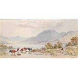 Edwin A Penley (fl. 1853-1890) watercolour, "Loch Awe", signed and dated 1882, 9 x 18 ins....