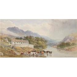 Edwin A Penley (fl.1853-1890) watercolour, "On The Lledr", signed and dated 1883, 8.5 x 17 ins....
