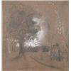 Image 1 : Walter Greaves (1846-1930) charcoal and chalk on brown paper, Cremorna Gardens by night, 8.75 x 8...