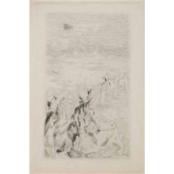 Pierre Auguste Renoir (1841-1919) French drypoint etching, "Sur La Plage a Bernaval", 4.5 x 3 ins...