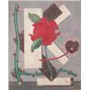 Image 1 : Edward Wadsworth (1889-1949) oil on canvas, Mural design, a red rose and letters forming the word...
