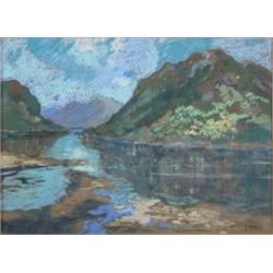 Violet M Kay (1914-1971) pastel, ".... Long"; loch scene, signed, 11 x 15 ins....