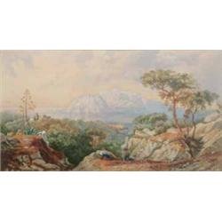 J. Jackson (19th C.) watercolour, "Capri from above Sorrento", inscribed and dated 1878 verso, 11...