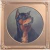 Image 1 : Attributed to George Earl (19th C.) oil on wooden panel, Portrait of a terriers head, Tondo, 9 in...