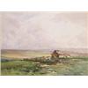 Image 1 : Charles Harrington (1865-1943) watercolour, Sheep and cottage on a hilltop, signed, 10 x 13.5 ins...
