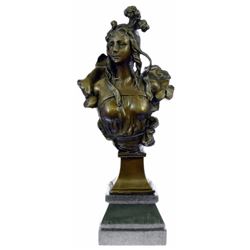 lovely Woman Bronze Sculpture on marble base
