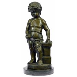 The Little Boy Holding Apple bronze sculpture
