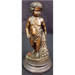 The Little Boy Holding Apple bronze sculpture