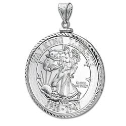 1 oz Silver Walking Liberty Rnd Pendant (Diamond-ScrewTop Bezel)