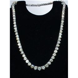 Diamond Tennis Necklace 14k White Gold, over 39.88 ctw Round Yellow and White Diamond