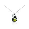 Image 1 : Sterling Silver Clear CZ Rhodium Plated Green Teardrop Pendant Necklace stp00422