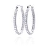 Image 1 : Sterling Silver Rhodium Plated Round CZ Hoop Earring ste00452