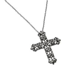 Sterling Silver Black Rhodium Plated CZ Necklace BGP00687-BLK