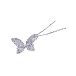 Sterling Silver Clear CZ Rhodium Plated Butterfly Pendant Necklace bgp00084