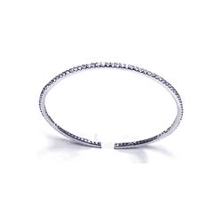 Sterling Silver Rhodium Plated Clear CZ Bangle Bracelet stb00110