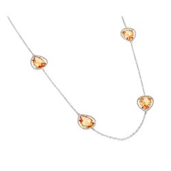 Sterling Silver Rhodium Plated Clear CZ Champagne Pear Shape Pendant Necklace BGP00970CHP