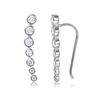 Image 1 : Sterling Silver Rhodium Plated Graduated Round CZ Climbing Earring - STE01065