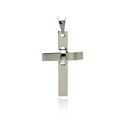 Stainless Steel Lock Center Cross Charm Pendant ssp00187