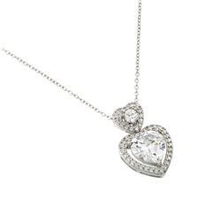 Sterling Silver Rhodium Plated Stacked Hearts Pendant BGP00990