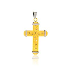 Stainless Steel Gold Plated Multi Star Cross Clear Crystal Charm Pendant ssp00170
