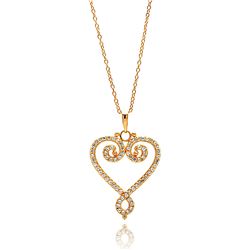 Sterling Silver Gold Plated Open Heart CZ Outline Necklace bgp00685