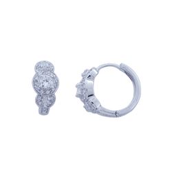 Sterling Silver Rhodium Plated Three Round CZ Hoop Earring ste00564