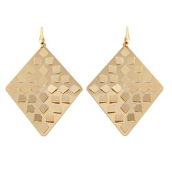 Sterling Silver Gold Plated Flat Scoop Rhombus Earring ECE00014Y