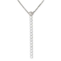 Sterling Silver Rhodium Plated CZ Drop Necklace - ARN00019RH