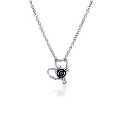 Stainless Steel Open Heart Center Rose Necklace ssn00035