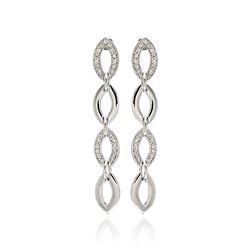 Rhodium Plated Brass Clear CZ Oval Link Earring bbe00006