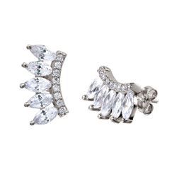 Sterling Silver Rhodium Plated Marquise CZ Stones Earring - STE01030
