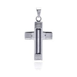 Stainless Steel Cable Cross Charm Pendant ssp00121