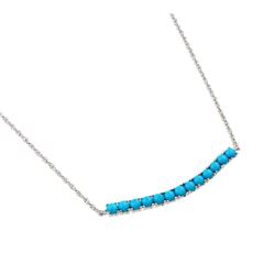 Sterling Silver Rhodium Plated Turqouise Pendant Necklace STP01453
