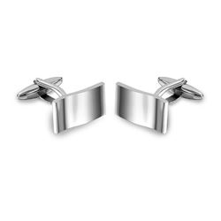 Stainless Steel Wave Rectangle Cufflinks - SCU00018