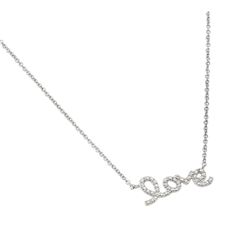 Sterling Silver Rhodium Plated Clear Diamond Love Pendant Necklace STP01471