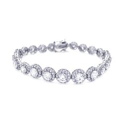 Sterling Silver Rhodium Plated Clear CZ Cluster Bracelet stb00430