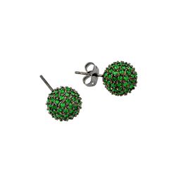 Sterling Silver Rhodium Plated Green CZ Stud Earring bge00371gre