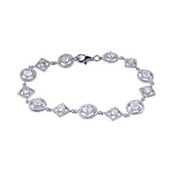 Sterling Silver Rhodium Plated Multi Shape Clear CZ Bracelet stb00283