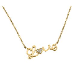 Sterling Silver Gold Plated Clear CZ Love Pendant Necklace stp01384gp