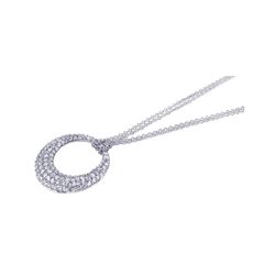 Sterling Silver Rhodium Plated Clear CZ Circle Pendant Necklace stp00631clr