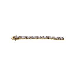 Sterling Silver Gold Plated Clear Baguette CZ Tennis Bracelet stb00359