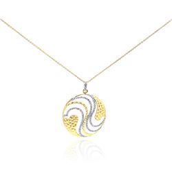 Sterling Silver Gold Plated Clear CZ Round Pendant Necklace stp01015rp