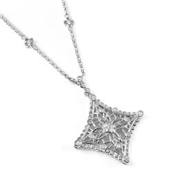 Sterling Silver Rhodium Plated Snowflake Necklace BGN00039