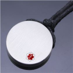 Stainless Steel Brushed Round Medical ID Charm Pendant SSP00471