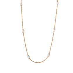 36" Sterling Silver Diamond Cut Oval Rose Gold Plated Italian Necklace CHN00001RGP