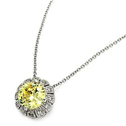 Sterling Silver CLR/Yellow CZ Rhodium Plated Solo Pendant Necklace stp00100